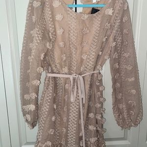 Mauve dress, embroidered